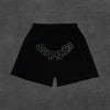 Sp5der OG Logo Embroidered Sweatshort [BLACK]