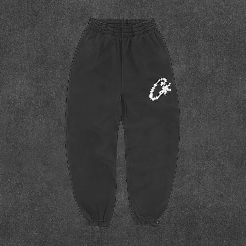 Corteiz Satin C Star Appliqué Tracksuit [Black]