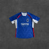 football t-shirts -blue red