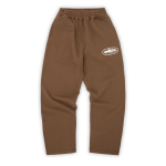 Corteiz Island Puff Print Open Hem Sweatpant Brown