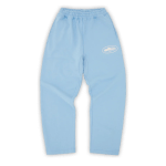 Corteiz Island Puff Print Open Hem Sweatpants Baby Blue