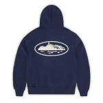 Corteiz Island Puff Print Zip Hoodie Navy - Image 2