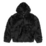 Corteiz Hooded Fur Jacket Black