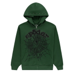 Sp5der OG Web Studded Zip Hoodie Green