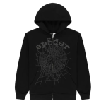 Sp5der OG Web V2 Phantom Zip Up Hoodie Black