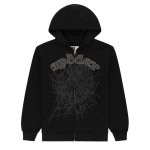 Sp5der OG Web V2 Rhinestone Zip Up Black