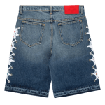 Sp5der Web Stone Denim Shorts Light Blue Wash