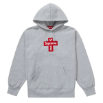 Supreme Cross Box Logo Hooded Sweatshirt Heather Grey