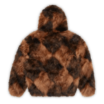 Corteiz Diamond Hooded Fur Jacket Brown