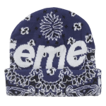 Supreme Bandana Big Logo Beanie (FW24) Blue